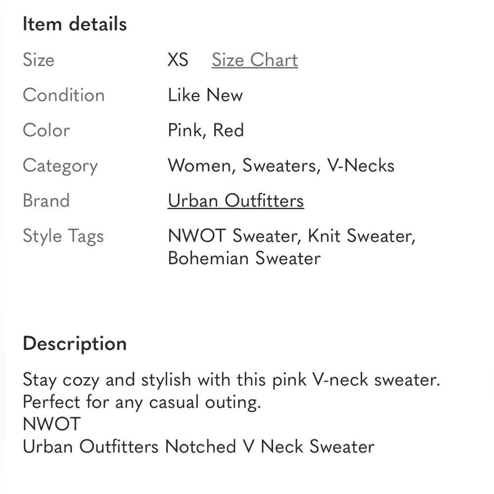 Women's Pink V-Neck Sweater - Picture 12 of 12
